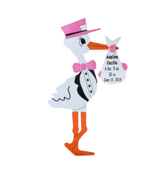 Baby Girl Personalized Stork